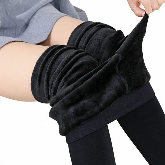 Women Winter Leggings, High Waist Solid Color Stretchy Black Leggings