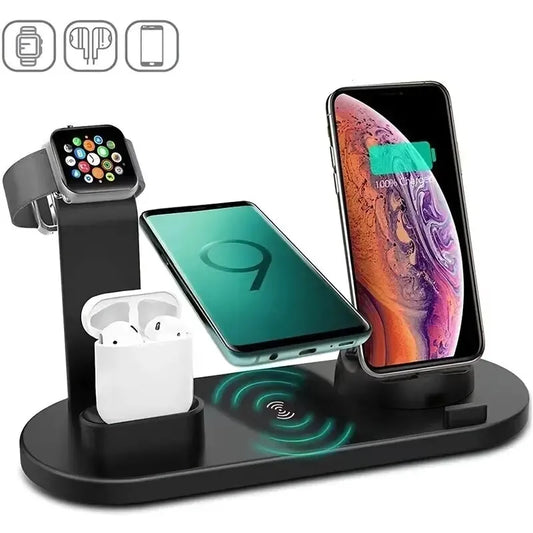 5 In 1 Wireless Charger Stand For iPhone 15, 14, 13, 12, 11 X & Apple Watch, Air pods.