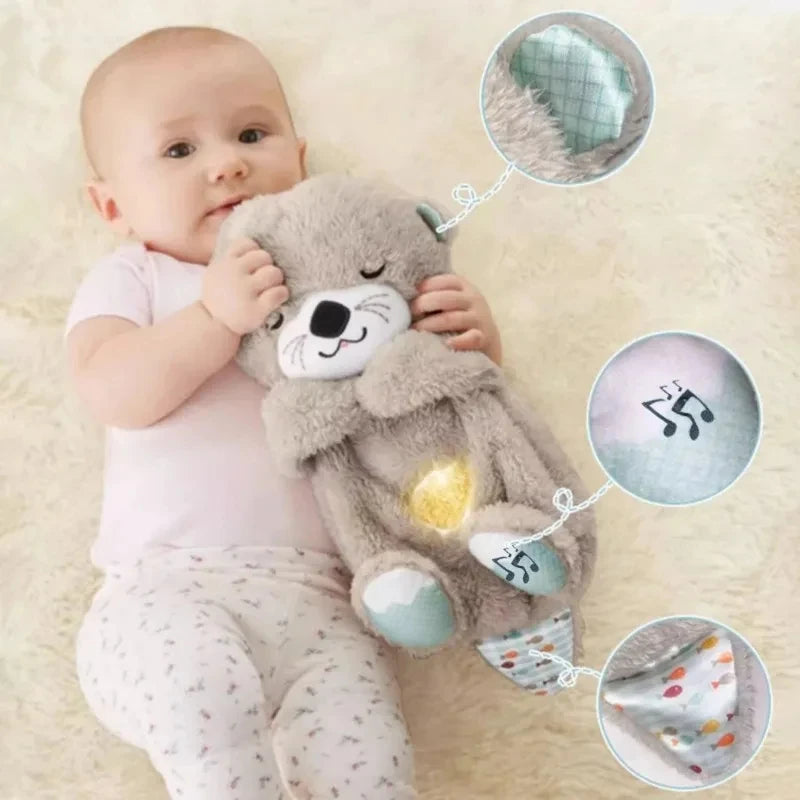 Breathing Bear Baby Soothing Otter Plush, Doll Toy Baby Kids Soothing Music Baby Sleeping Companion Sound