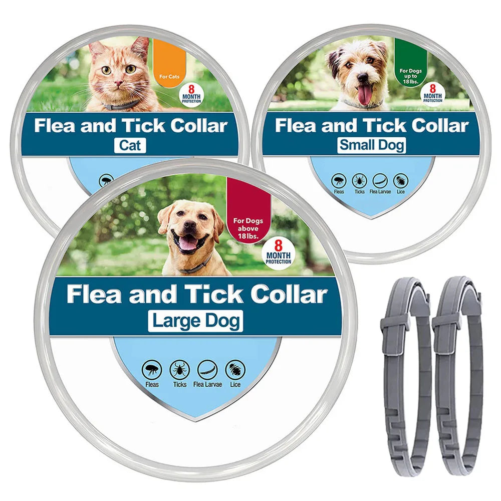 New anti-flea and tick collar for 8 months - say goodbye to parasites with this retractable collar for dogs, cats & puppies.